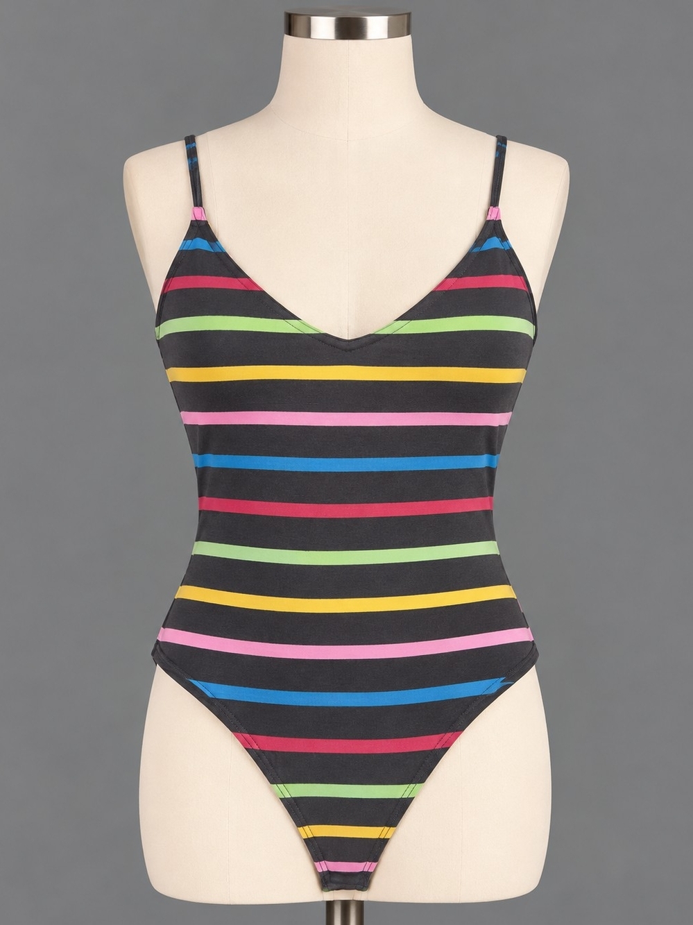 Gaze Multicolor Striped Bodysuit Women’s Size M NWT - Picture 1 of 6